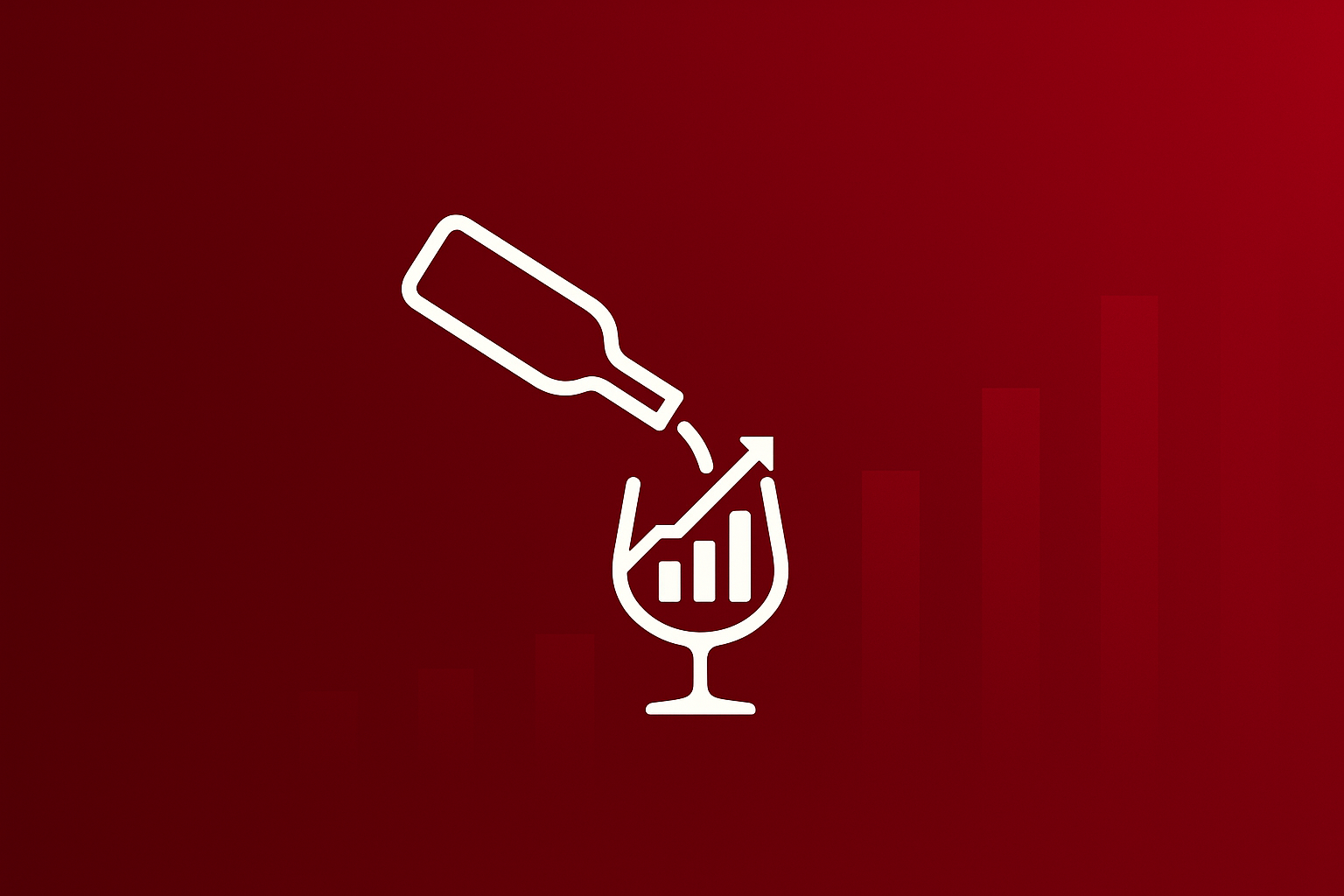Wine bottle and growth chart icon